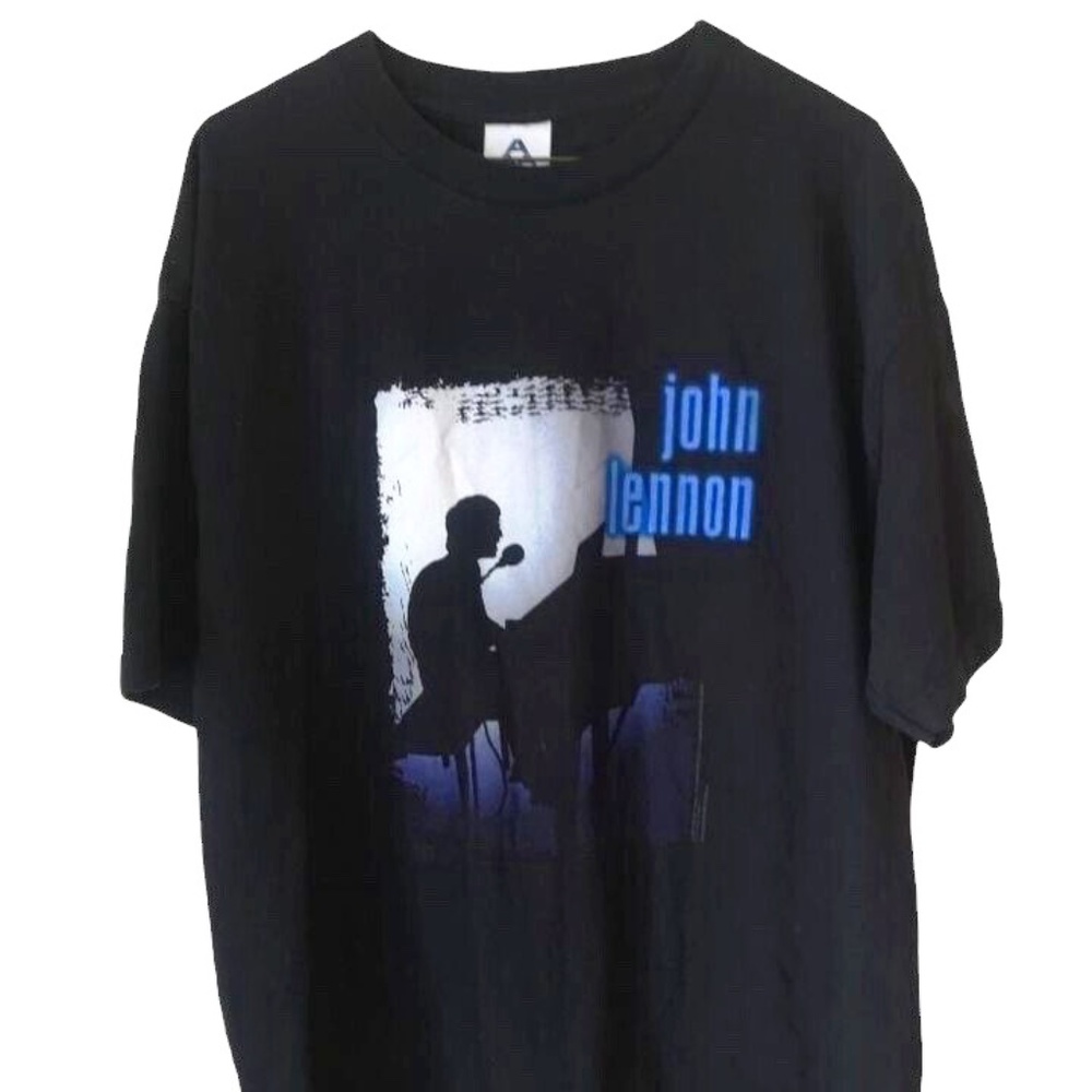 Vintage Y2K 2003 John Lennon Beatles Playing Piano T Shirt XL